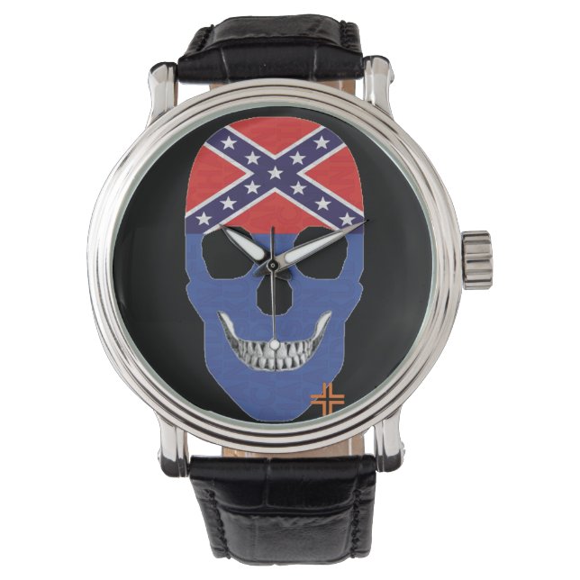 HANDSKULL Rebel Blue watch mens leather  B2 (Front)