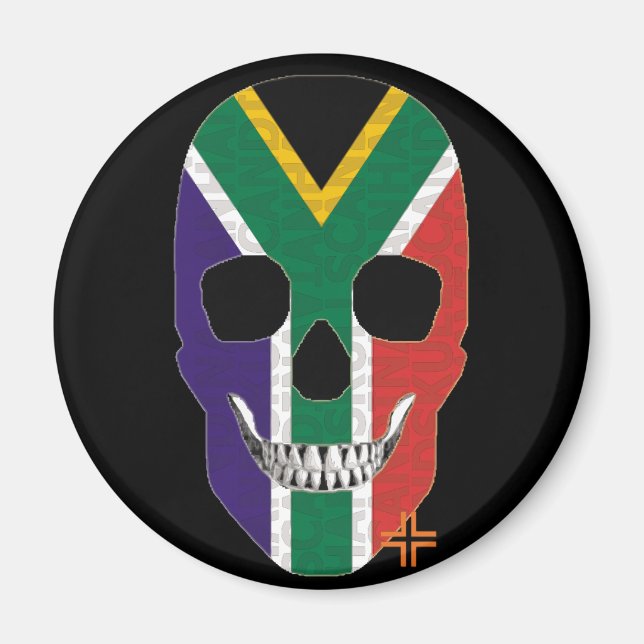 HANDSKULL South Africa round magnet   B2 (Front)