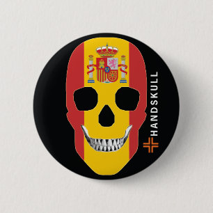 HANDSKULL Spain,Happy skull,Spain flag 6 Cm Round Badge