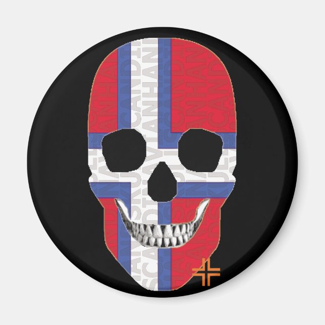 HANDSKULL Svart Kors round magnet   B2 (Front)