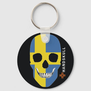 HANDSKULL Sweden,Happy skull,Sweden flag Key Ring
