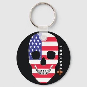 HANDSKULL United States,Happy skull,USA flag Key Ring