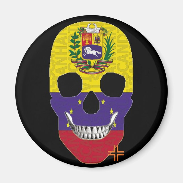 HANDSKULL Venezuela round magnet   B2 (Front)