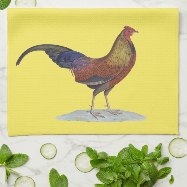 Handsome Alert Rooster Tea Towel (Folded)