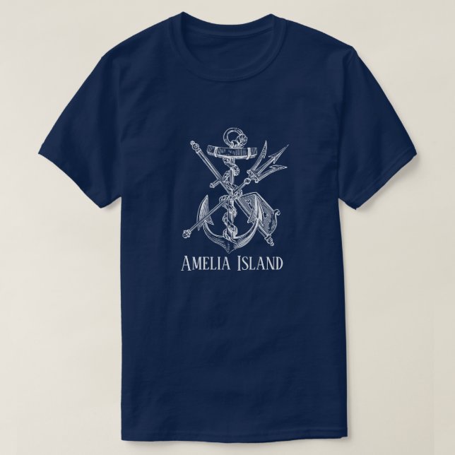 Handsome Amelia Island Florida Anchor T-Shirt (Design Front)