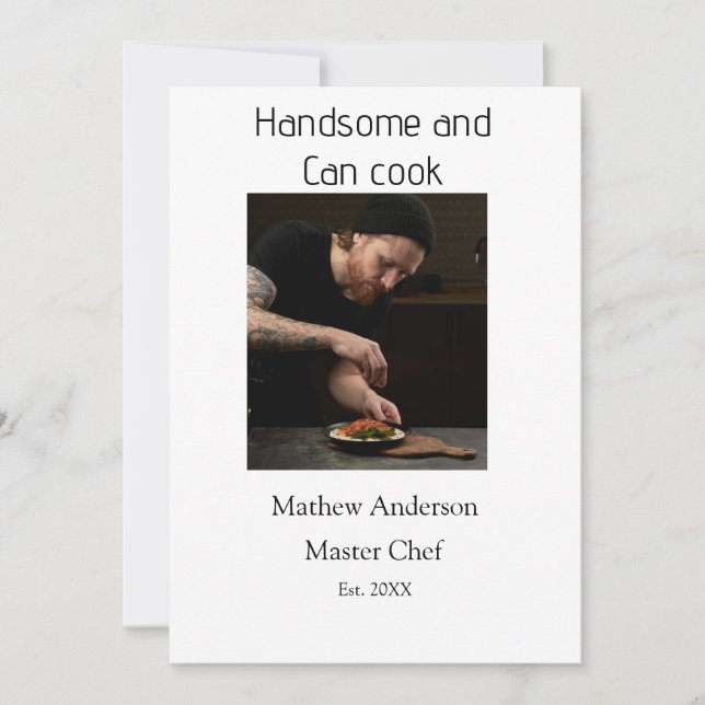 Handsome and can cook add name master chef date invitation (Front)