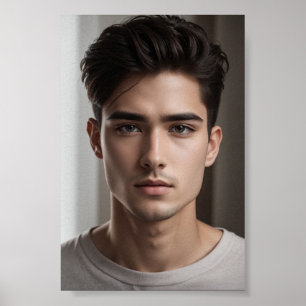 Handsome and serious-looking Asian guy. Poster