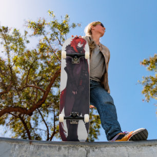 Handsome Anime Red Wolf Skateboard