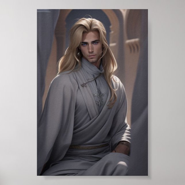 Handsome Arabian man with blonde hair and blue eye Poster (Front)