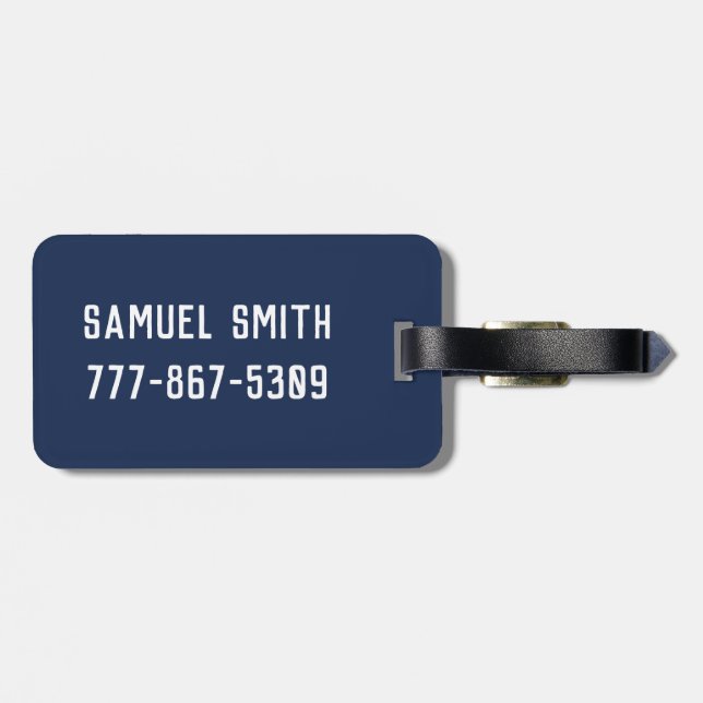 Handsome Black and Blue Plaid Luggage Tag (Back Horizontal)