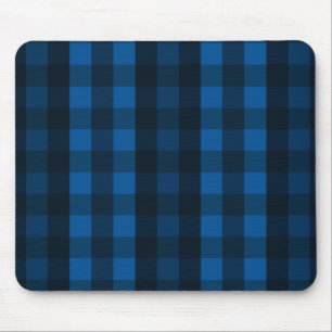 Handsome Black and Blue Plaid Mouse Mat