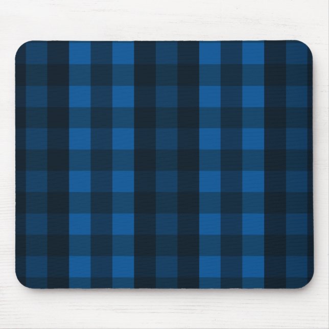 Handsome Black and Blue Plaid Mouse Mat (Front)