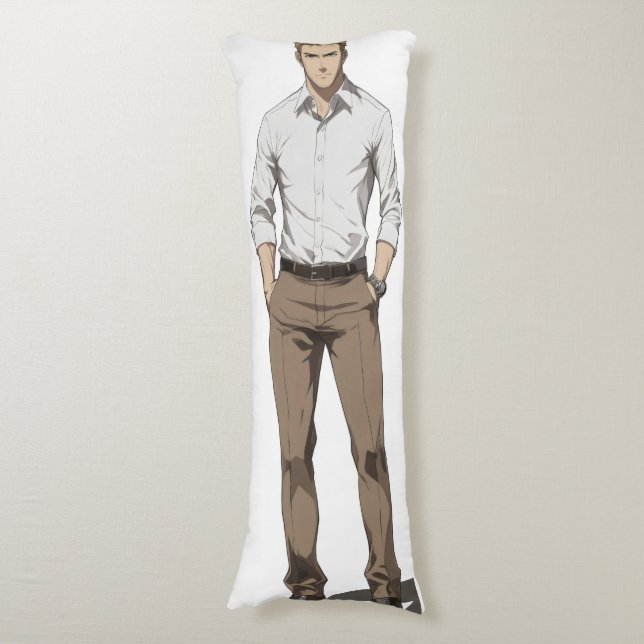 Handsome Blonde Man Anime Body Cushion (Front Vertical)