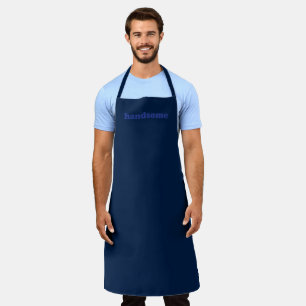 "handsome" blue letters navy blue apron