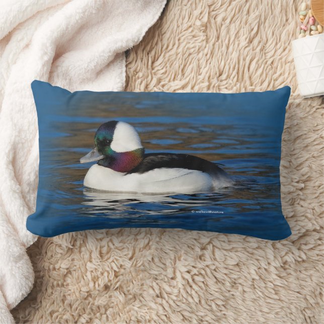 Handsome Bufflehead Duck at the Winter Pond Lumbar Cushion (Blanket)