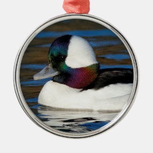Handsome Bufflehead Duck at the Winter Pond Metal Tree Decoration