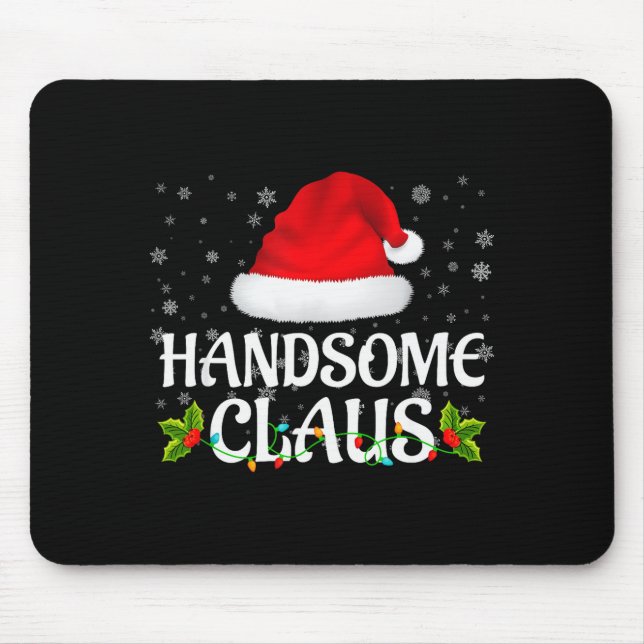 Handsome Claus Christmas Lights Santa Pajama Famil Mouse Mat (Front)