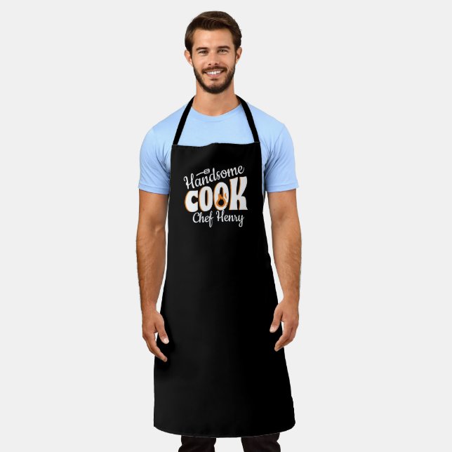 handsome cook awesome chef black and white apron (Worn)