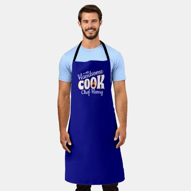 handsome cook awesome chef navy blue apron (Worn)