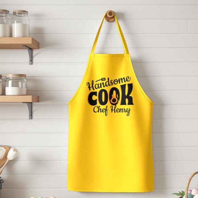 handsome cook awesome chef  standard apron (cook chef cooking customer handsome and can cook cook for him dad funny grillmaster dad grandpa )