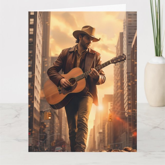 Handsome Cowboy Happy Birthday GREETING CARD (Front)