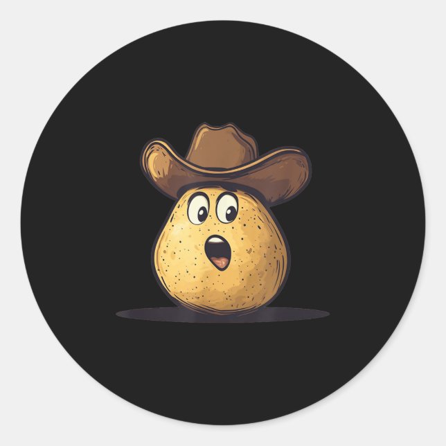 Handsome Cowboy Tato With Wild West Hat Costume  Classic Round Sticker (Front)
