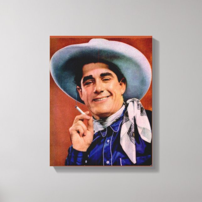 handsome cowboy with cigarette canvas print (Front)