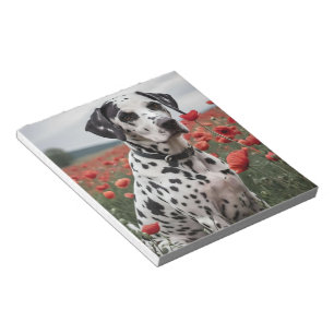 Handsome Dalmation Dog In The Poppy Field, Notepad