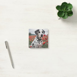 Handsome Dalmation Dog In The Poppy Field, Post-it Notes