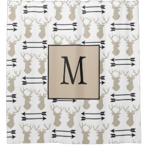 Handsome Deer Buck Monogram Initial Shower Curtain