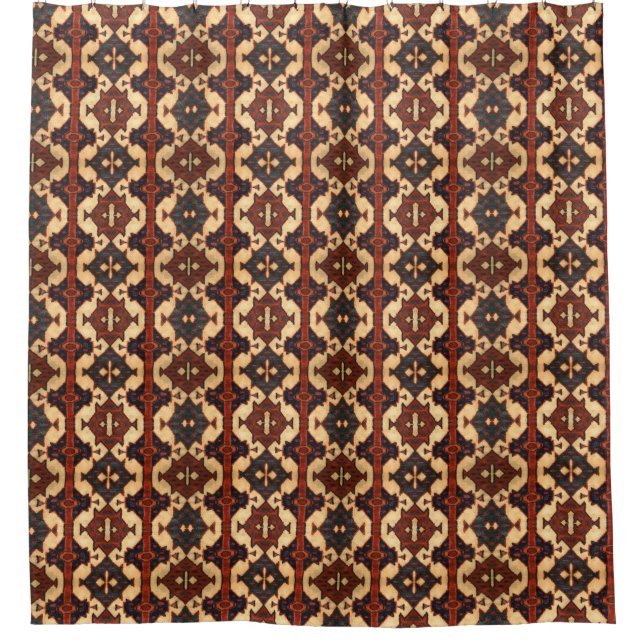 Handsome Earth Tones Oriental Rug Design Shower Curtain (Front)