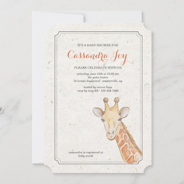 Handsome Giraffe Invitation (Front)