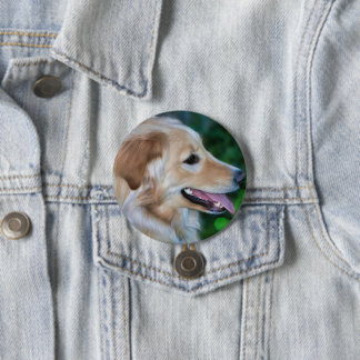 Handsome Golden Retriever Button