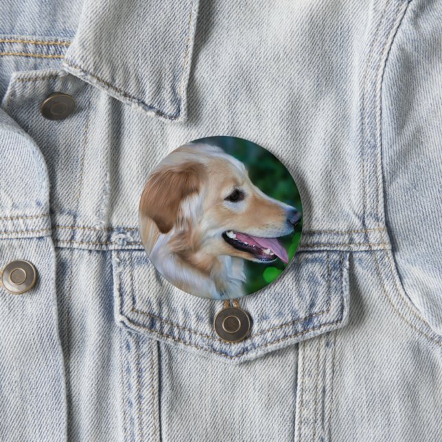 Handsome Golden Retriever Button (In Situ)