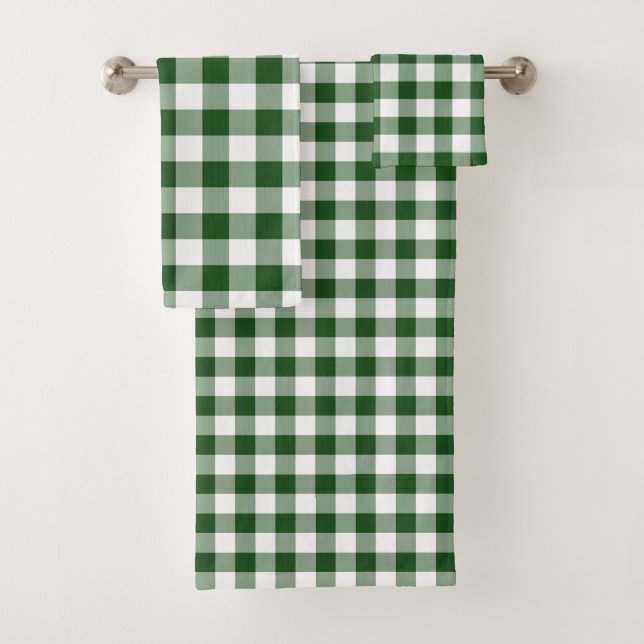 Handsome Green and White Gingham Plaid Towel Set (Insitu)