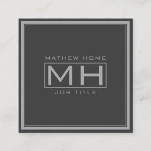 Handsome Grey & Dark Grey Professional (info back) Square Business Card
