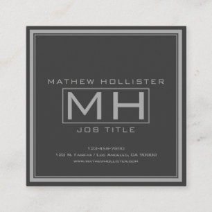 Handsome Grey & Dark Grey Professional Square Business Card