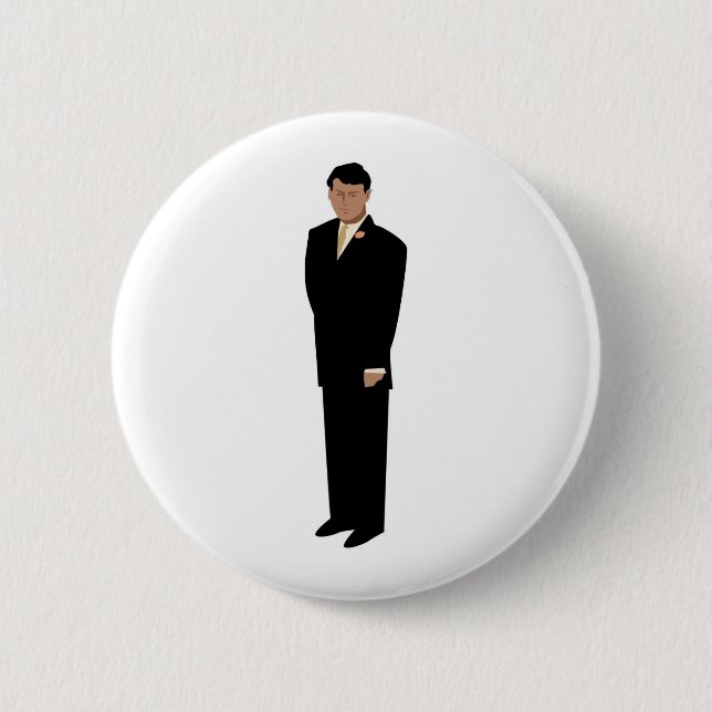 Handsome Groom in Tie 6 Cm Round Badge (Front)