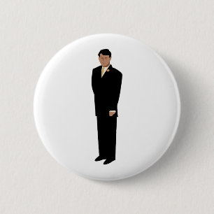 Handsome Groom in Tie 6 Cm Round Badge