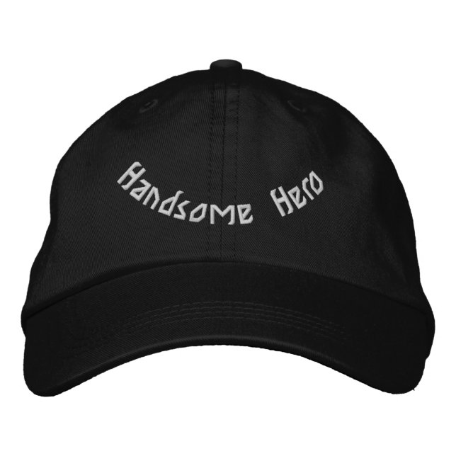 Handsome Hero Elegant Adjustable Modern Black-Hat  Embroidered Hat (Front)