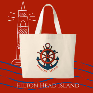 Handsome Hilton Head Island, SC Nautical Large Tote Bag