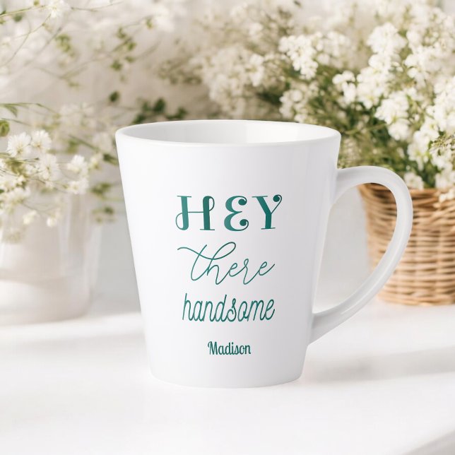 Handsome Inspirational Quote Green White Latte Mug (Creator Uploaded)