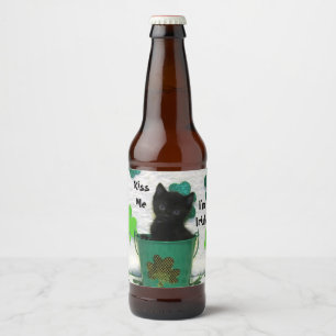 Handsome Jack the Cat's St. Patrick's Day   Beer Bottle Label