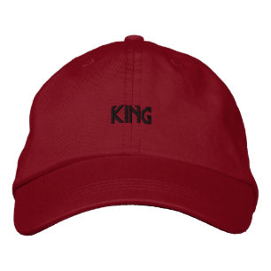 Handsome KING-Hat Red colour Font Name - Goudy San Embroidered Hat