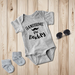 Handsome Like Daddy Moustache Boy Baby Bodysuit