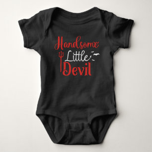 Handsome Little Devil Black Red Boy Halloween Baby Bodysuit