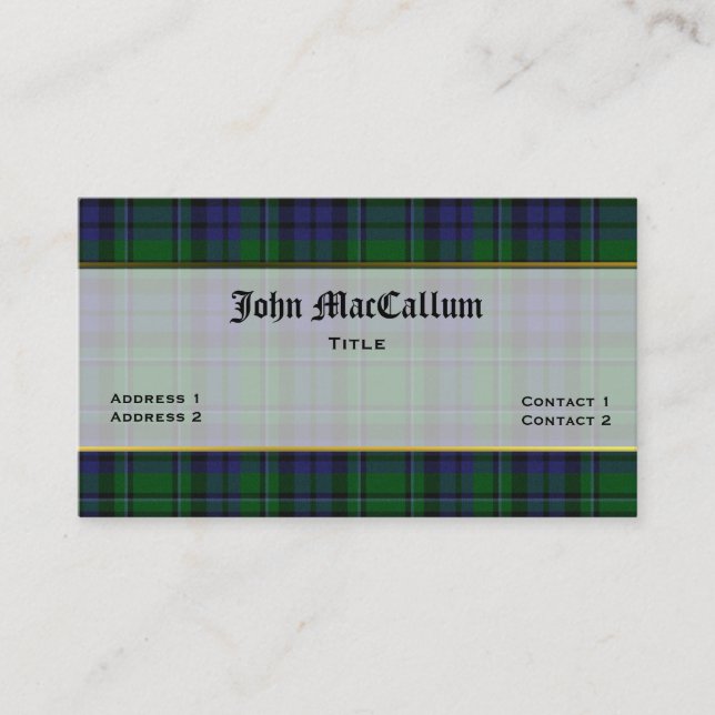 Handsome MacCallum Plaid Custom Business Card (Front)