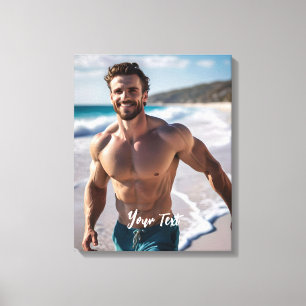 Handsome Man on a Beach Canvas Print