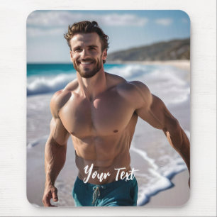 Handsome Man on a Beach Mouse Mat
