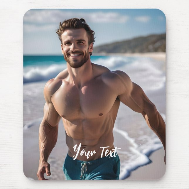 Handsome Man on a Beach Mouse Mat (Front)